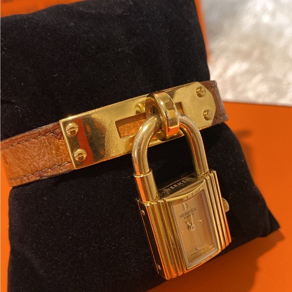 Authentic Hermès Kelly ostrich leather watch